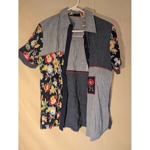 Napa Valley Patchwork‎ Floral Button Front Shirt Size 8 Short Sleeve Retro